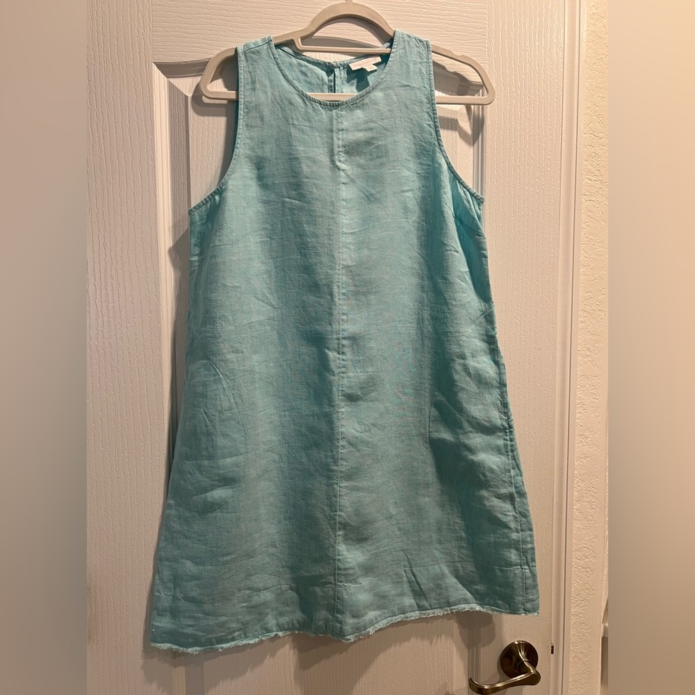 Turquoise Linen Dress